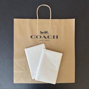 NEW Coach Gift Shopping Bag Tote & Logo Paper Tissues Large 18" x 18 1/2" x 7"